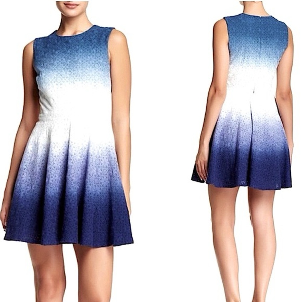 DVF Jeannie Blue Ombré Fit & Flare Dress size 4